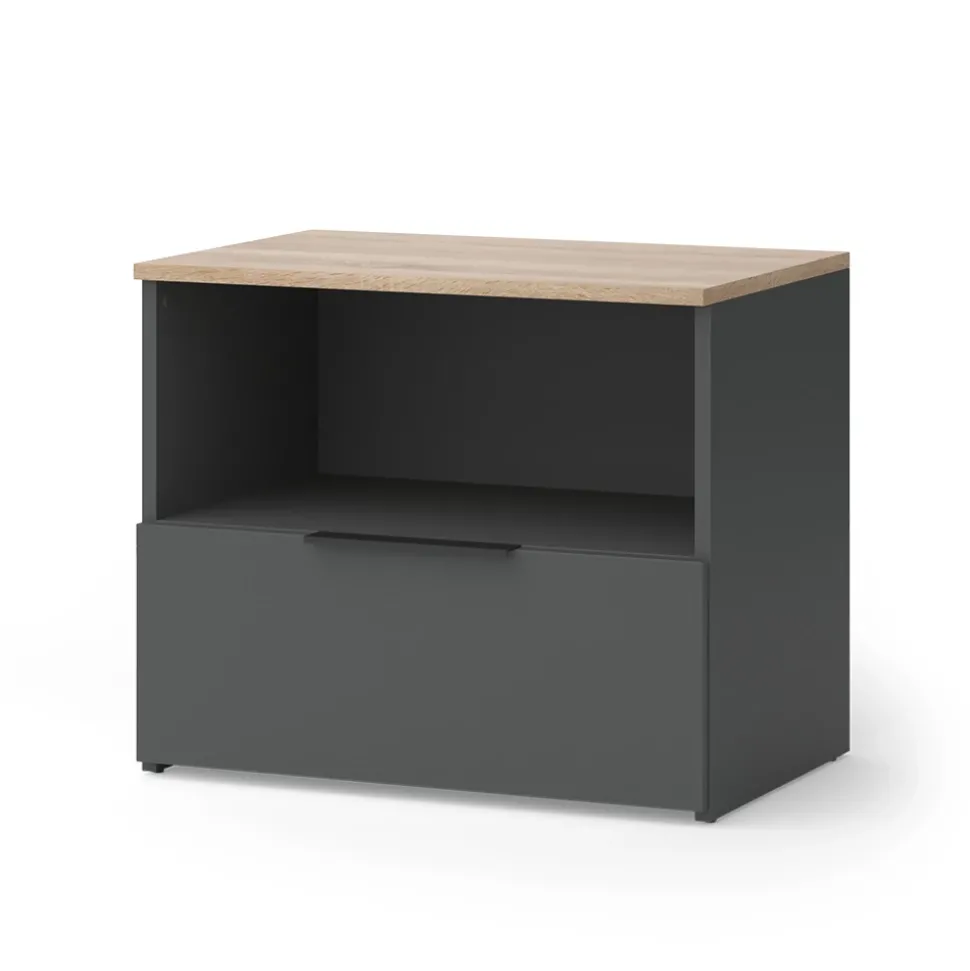 Kommode Wido Anthrazit/Sonoma 60 x 50 cm mit klappe Vicco
