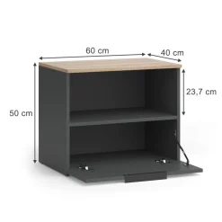 Kommode Wido Anthrazit/Sonoma 60 x 50 cm mit klappe Vicco