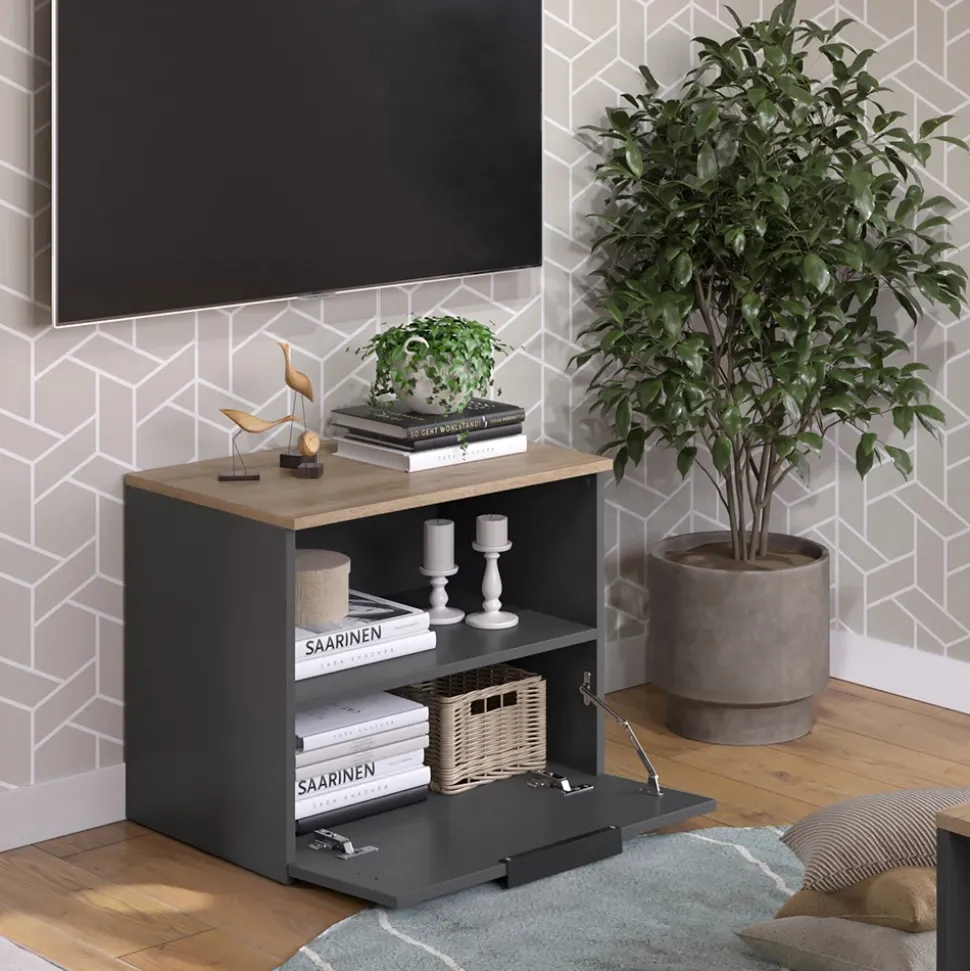 Kommode Wido Anthrazit/Sonoma 60 x 50 cm mit klappe Vicco