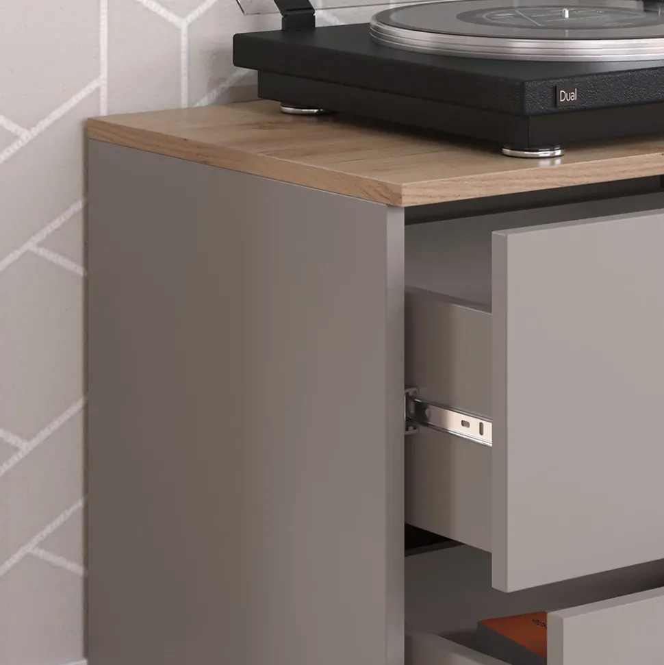 Kommode Wido Greige 60 x 50 cm mit 2 Schubladen Vicco