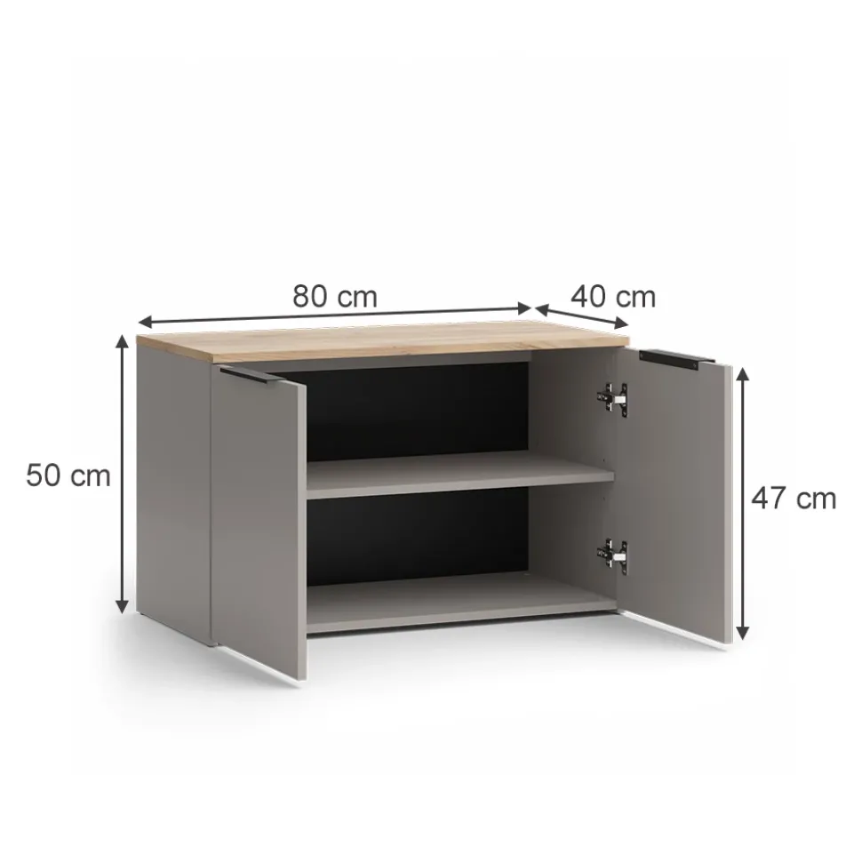 Kommode Wido Greige 80 x 50 cm mit 2 Türen Vicco