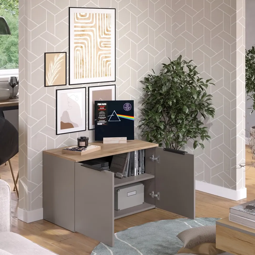 Kommode Wido Greige 80 x 50 cm mit 2 Türen Vicco