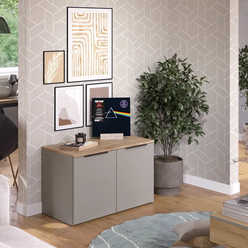 Kommode Wido Greige 80 x 50 cm mit 2 Türen Vicco