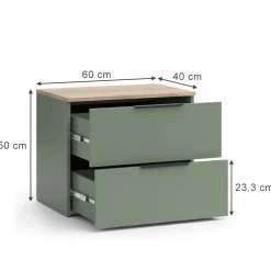Kommode Wido Grün 60 x 50 cm mit 2 Schubladen Vicco