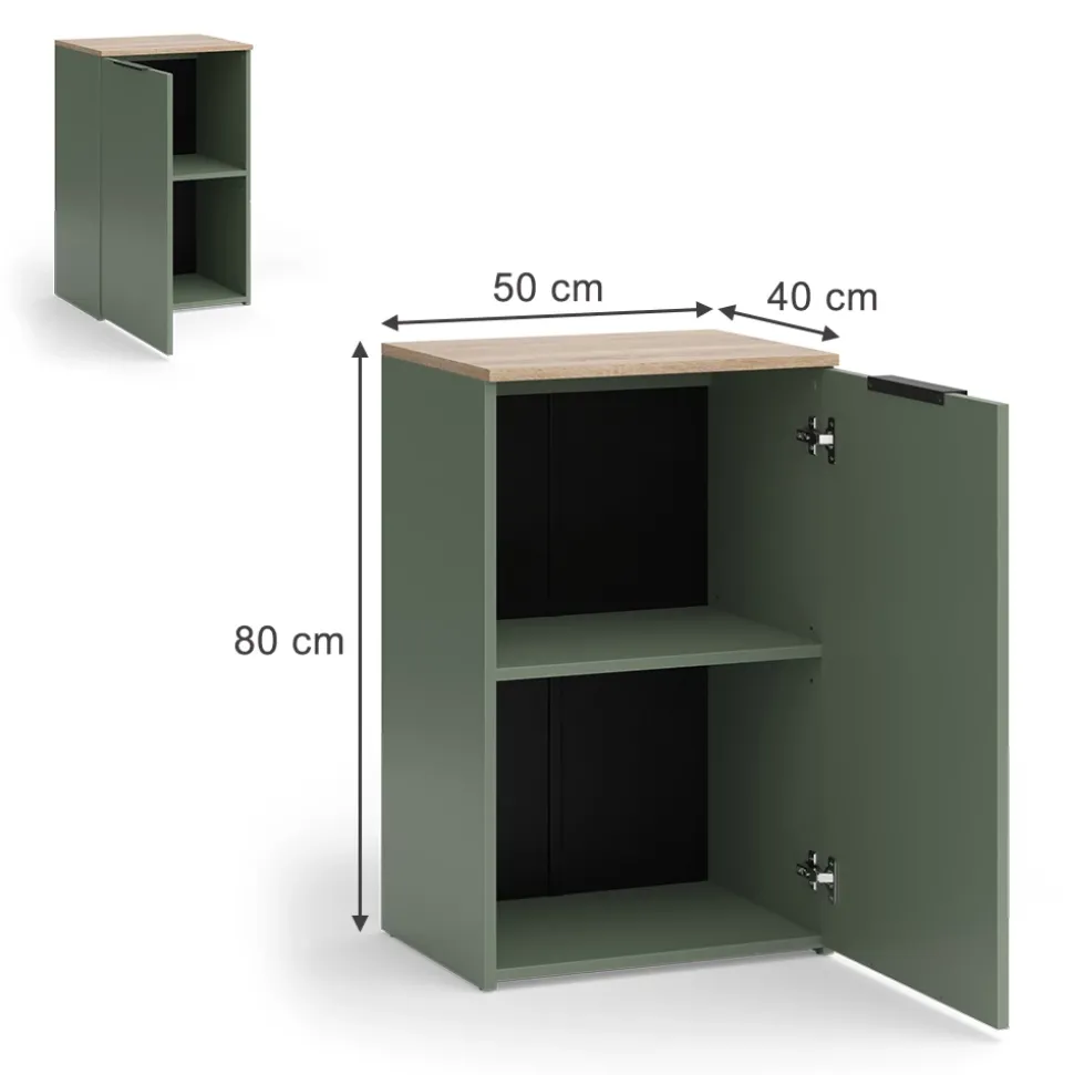 Kommode Wido Grün 50 x 80 cm mit Regal Vicco