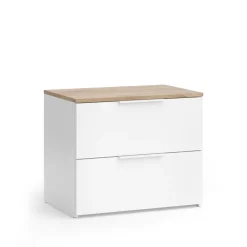 Kommode Wido Weiß/Sonoma 60 x 50 cm mit 2 Schubladen Vicco