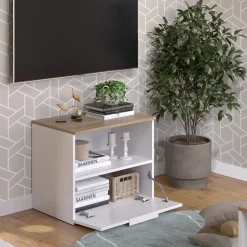 Kommode Wido Weiß/Sonoma 60 x 50 cm mit klappe Vicco