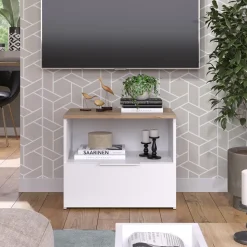 Kommode Wido Weiß/Sonoma 60 x 50 cm mit klappe Vicco