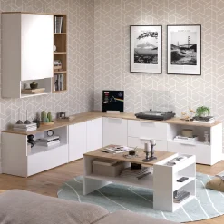 Kommode Wido Weiß/Sonoma 60 x 50 cm mit klappe Vicco