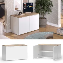 Kommode Wido Weiß/Sonoma 80 x 50 cm mit 2 Türen Vicco