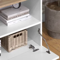 Kommode Wido Weiß/Sonoma 80 x 50 cm mit 1 geschlossenem Fach Vicco