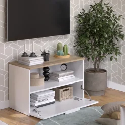 Kommode Wido Weiß/Sonoma 80 x 50 cm mit 1 geschlossenem Fach Vicco