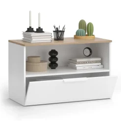 Kommode Wido Weiß/Sonoma 80 x 50 cm mit 1 geschlossenem Fach Vicco