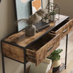 Konsolentisch Fyrk Antikholz 100 x 80 cm mit Schubladen Vicco