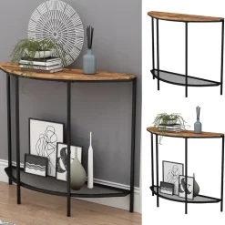 Konsolentisch Fyrk Eiche rustikal 92 x 81.5 cm mit offener Ablage Vicco