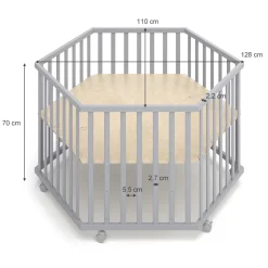 Laufgitter Estrella Grau 128 x 110 cm 6 Ecken Vitalispa