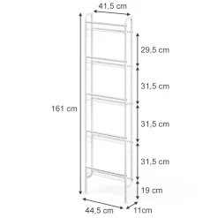 Leiterregal Klivo Weiß 44.5 x 160 cm mit 5 Regalböden Vicco
