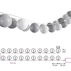 Lichterkette Grau 310 cm Vicco