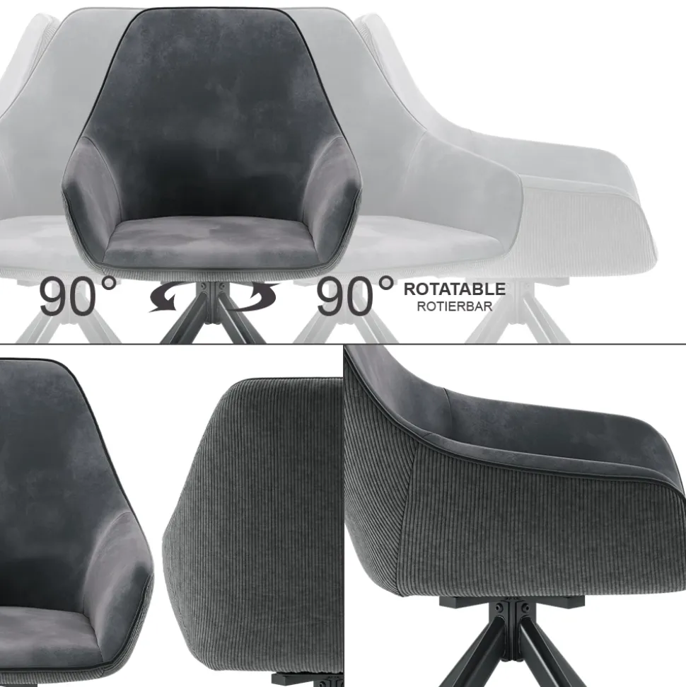 Loungesessel Eleganza Anthrazit 60 x 89 cm Vicco