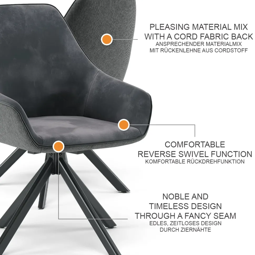 Loungesessel Eleganza Anthrazit 60 x 89 cm Vicco