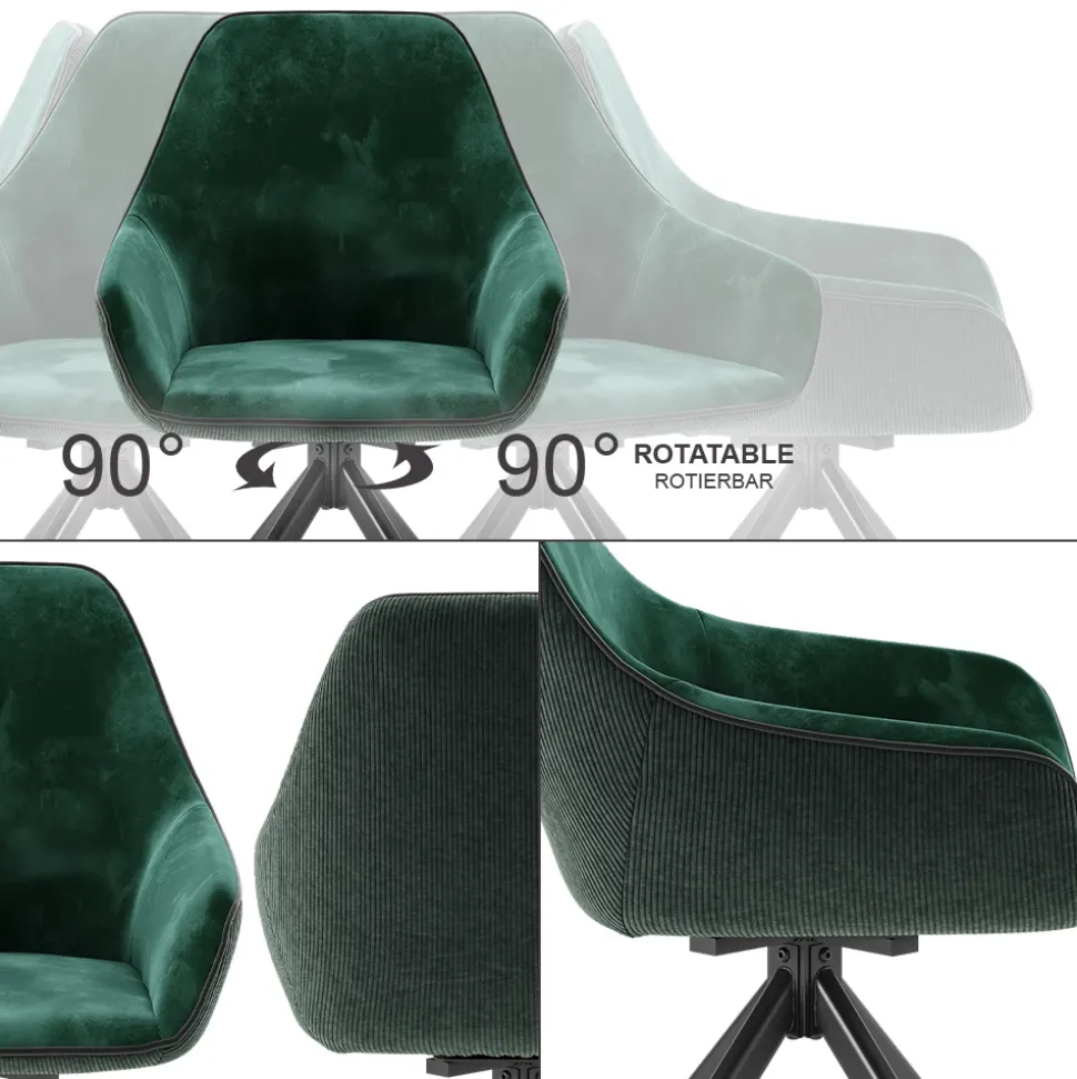 Loungesessel Eleganza Dunkelgrün 2er Set Vicco