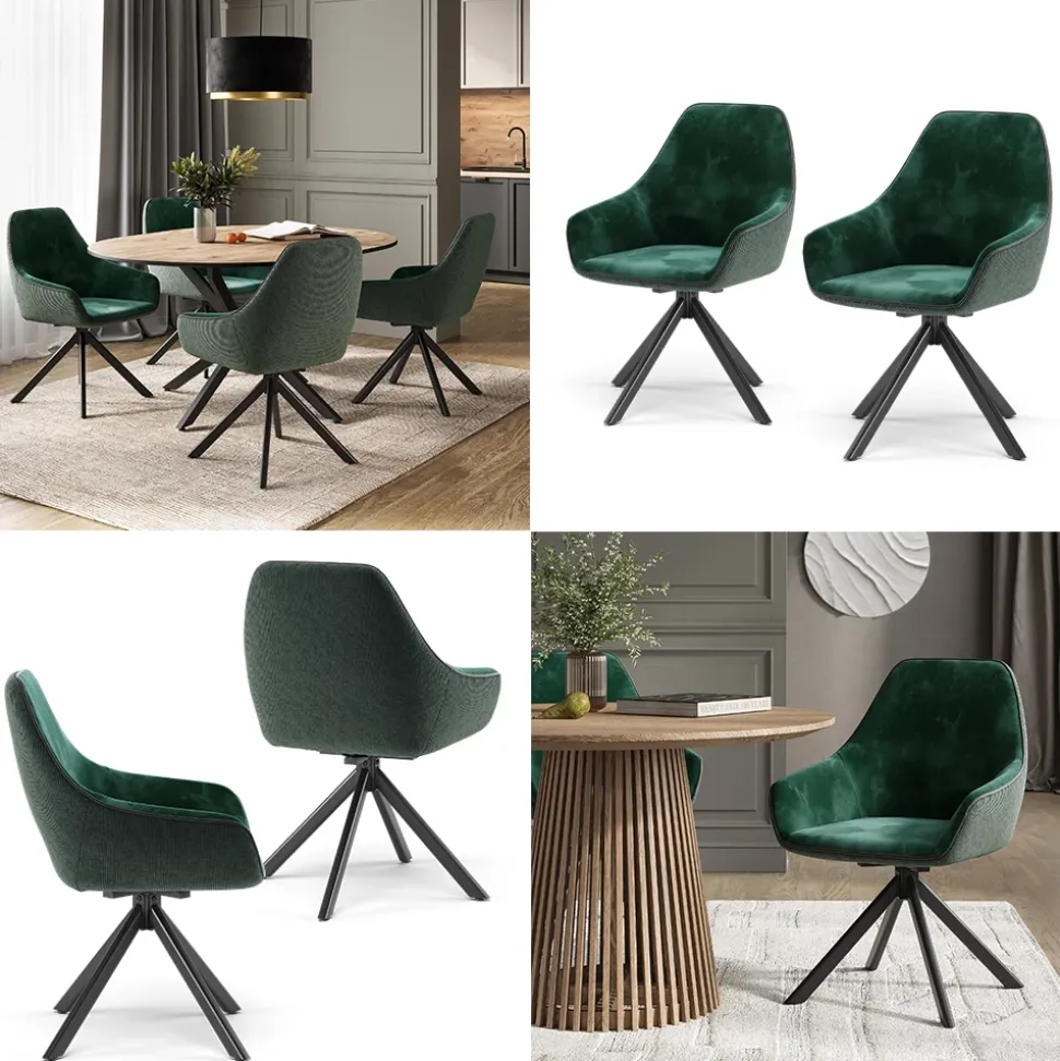 Loungesessel Eleganza Dunkelgrün 2er Set Vicco