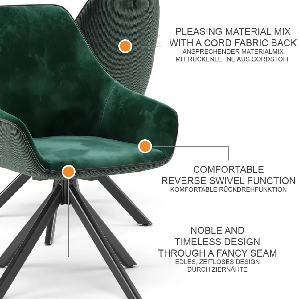 Loungesessel Eleganza Dunkelgrün 2er Set Vicco