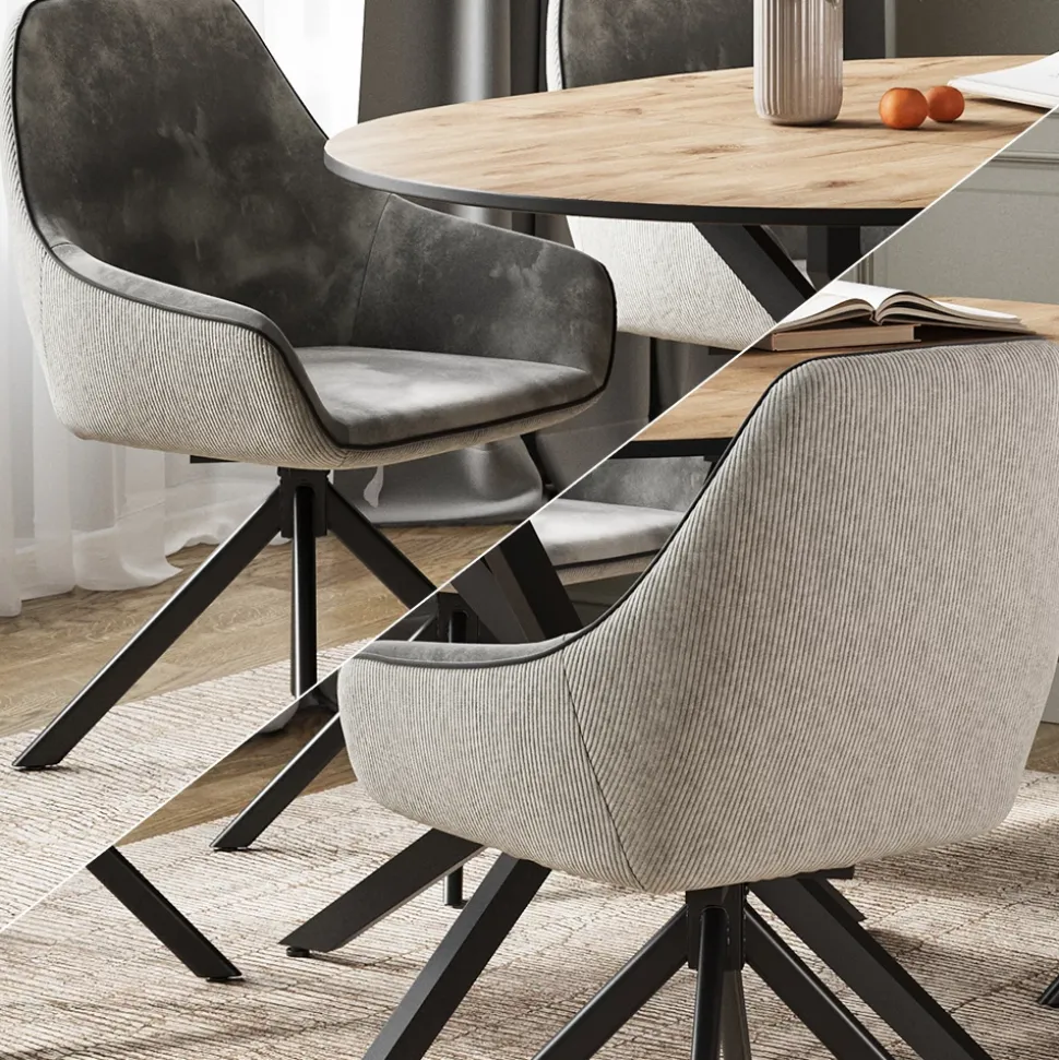 Loungesessel Eleganza Hellgrau 2er Set Vicco