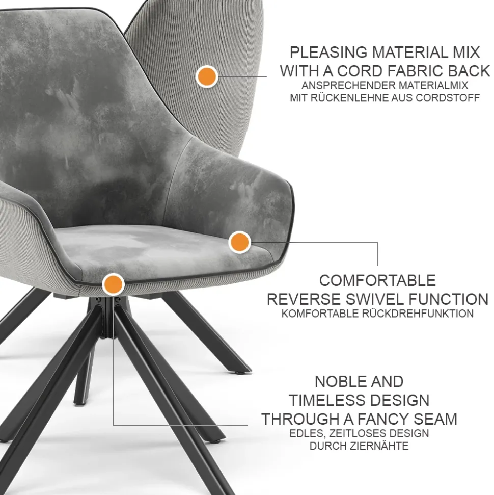 Loungesessel Eleganza Hellgrau 2er Set Vicco