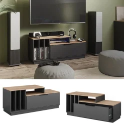 Lowboard Betti Anthrazit/Sonoma 120 x 49.9 cm mit 1 Tür Vicco