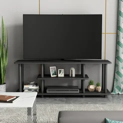 Lowboard Cesaro Schwarz 110 x 41.5 cm mit offenen Regalen Vicco