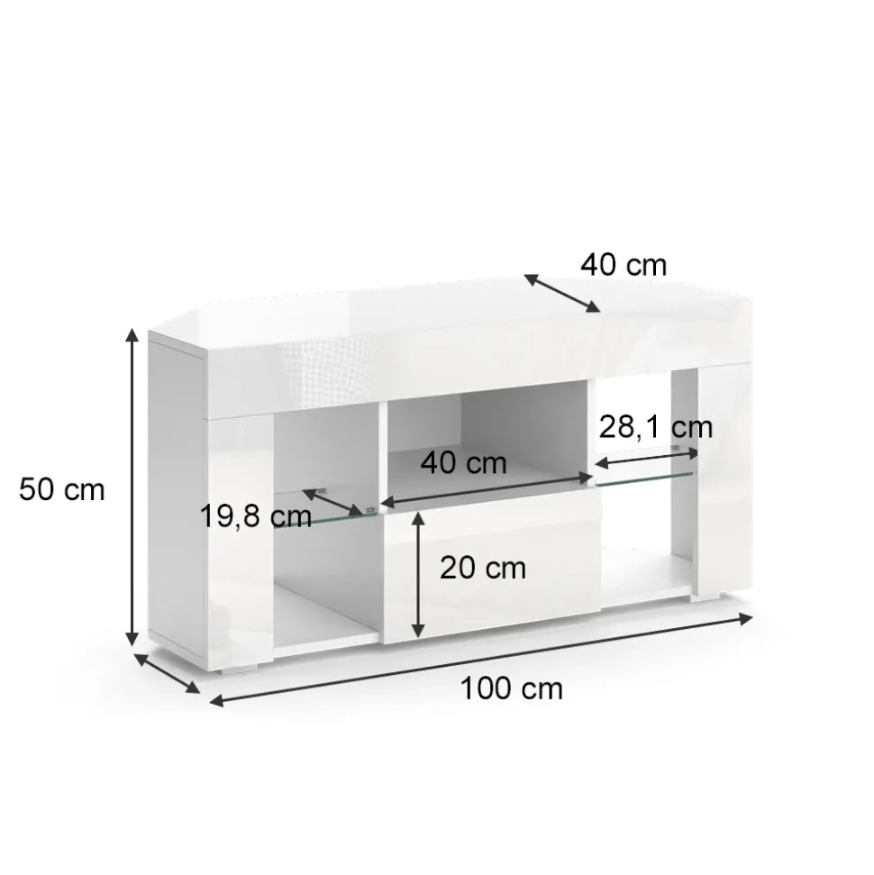 Lowboard Denver Weiß 100 x 50 cm Vicco