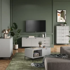 Lowboard Eliza Grau 150 x 60 cm mit 2 Türen Vicco