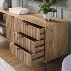 Lowboard Eliza Viking Oak 150 x 60 cm mit 3 Schubladen, 2 Türen Vicco