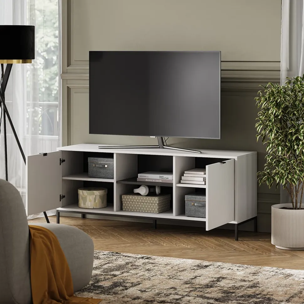 Lowboard Eliza Weiß 150 x 60 cm mit 2 Türen Vicco