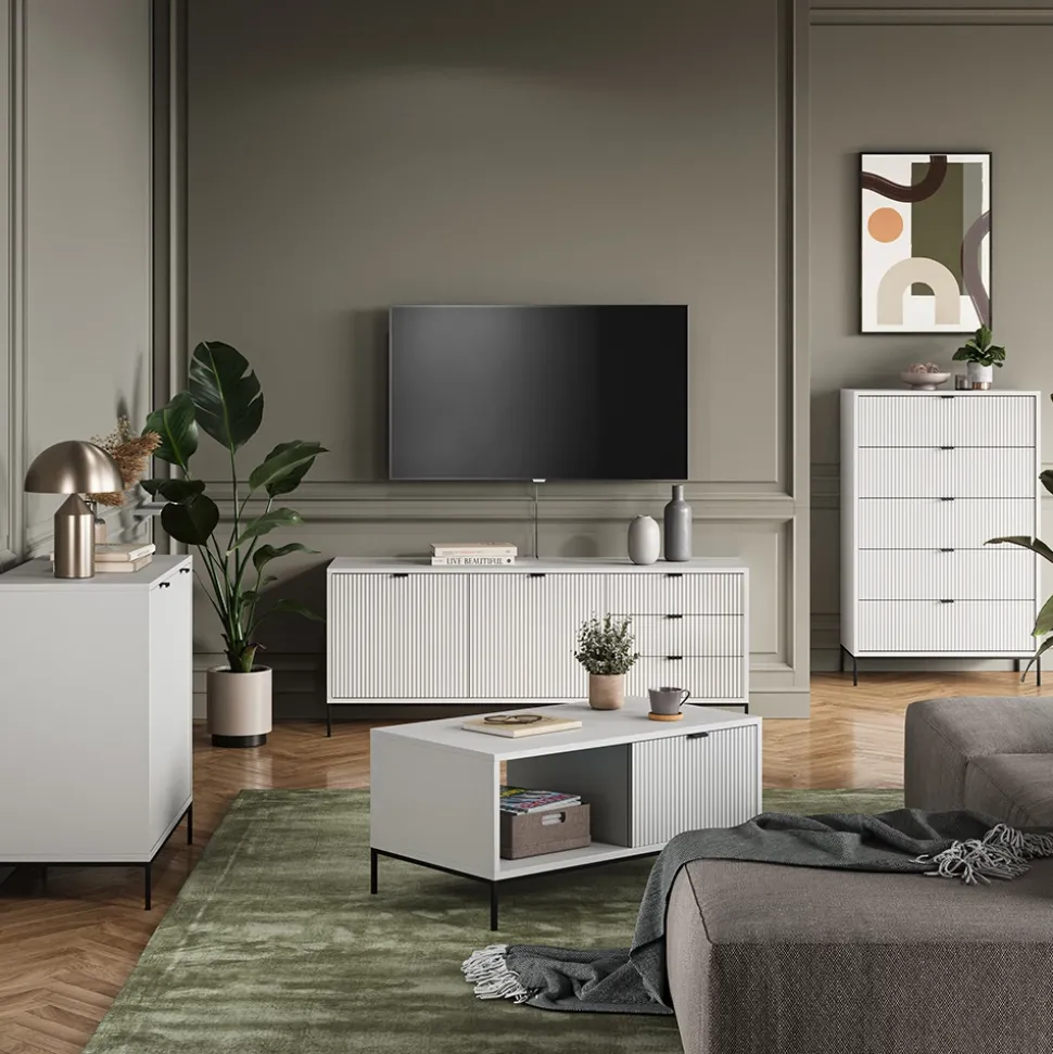 Lowboard Eliza Weiß 150 x 60 cm mit 2 Türen Vicco