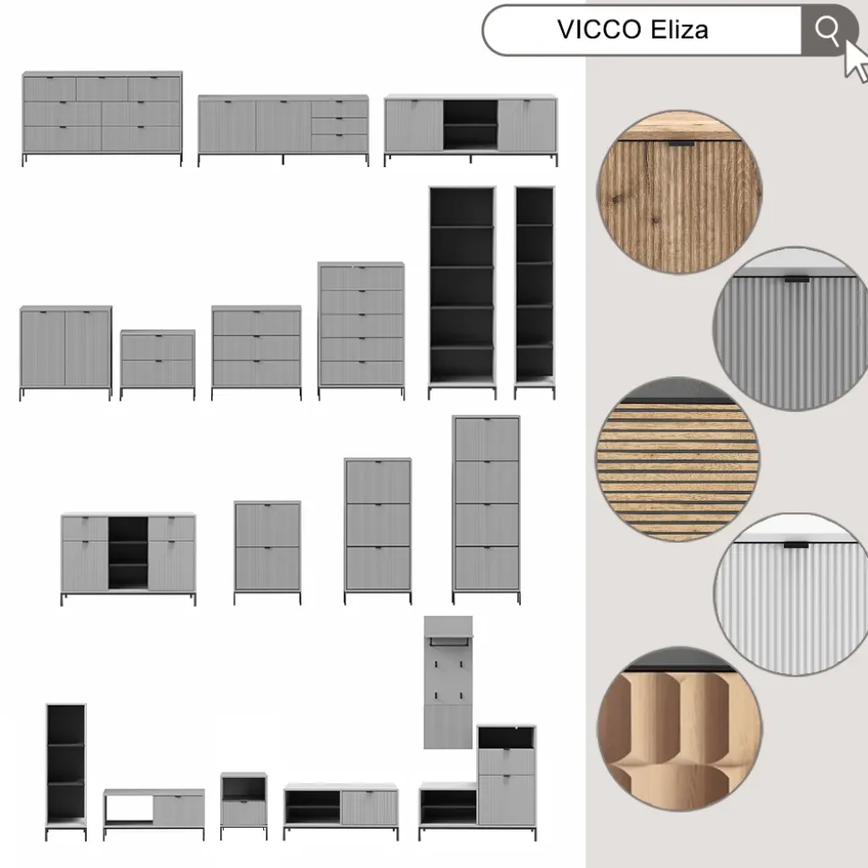 Lowboard Eliza Weiß 150 x 60 cm mit 2 Türen Vicco