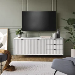 Lowboard Eliza Weiß 150 x 60 cm mit 3 Schubladen, 2 Türen Vicco