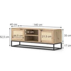 Lowboard Natal Sonoma 140 x 52.5 cm mit 2 Türen Vicco