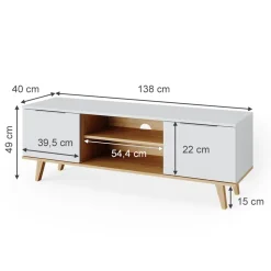 Lowboard Nautica Weiß 138 x 49 cm Vicco