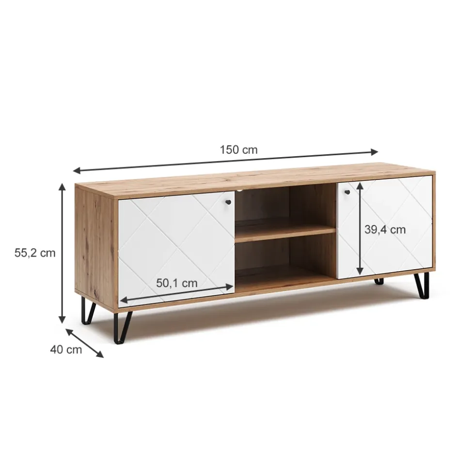 Lowboard Nizza Artisan-Eiche 150 x 55.2 cm Vicco