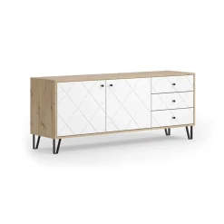 Lowboard Nizza Artisan-Eiche 150.2 x 60.2 cm mit 3 Schubladen & 2 Türen Vicco