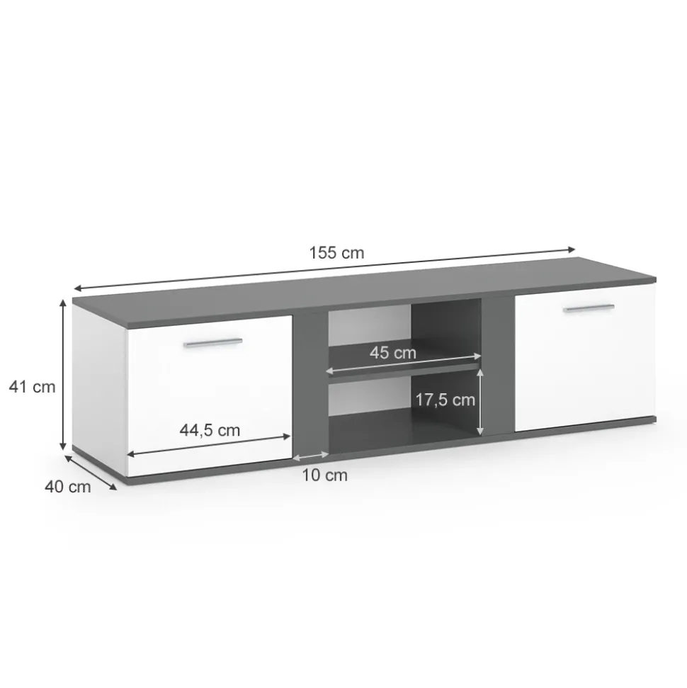 Lowboard Novelli Anthrazit 155 x 41 cm Vicco