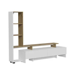 Lowboard Tavora Weiß/Eiche 168.2 x 120 cm mit 2 Schubladen Vicco