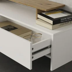 Lowboard Tavora Weiß/Eiche 168.2 x 120 cm mit 2 Schubladen Vicco