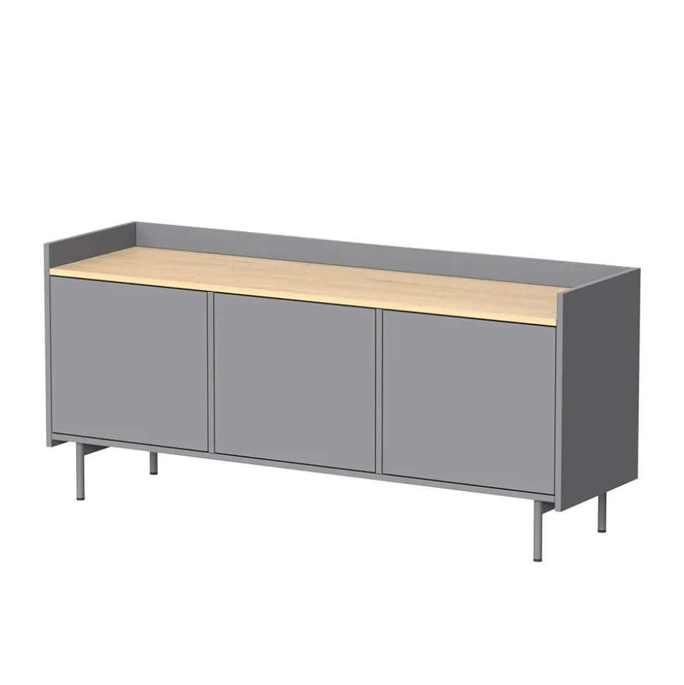 Lowboard Velina Grau 140 x 63 cm mit 3 Türen Vicco