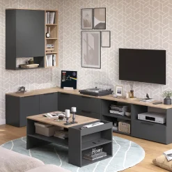 Lowboard Wido Anthrazit/Sonoma 60 x 50 cm mit Schublade Vicco