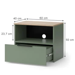 Lowboard Wido Grün 60 x 50 cm mit Schublade Vicco