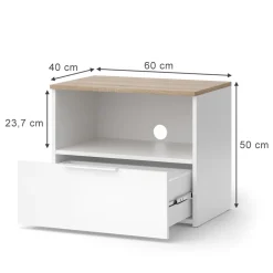 Lowboard Wido Weiß/Sonoma 60 x 50 cm mit Schublade Vicco