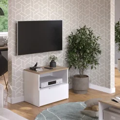 Lowboard Wido Weiß/Sonoma 60 x 50 cm mit Schublade Vicco